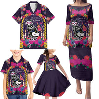 Mexico Day Of The Dead Family Matching Puletasi and Hawaiian Shirt Cat Skeleton Dia De Los Meowtos - Wonder Print Shop