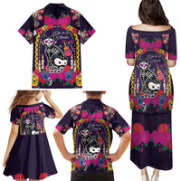 Mexico Day Of The Dead Family Matching Puletasi and Hawaiian Shirt Cat Skeleton Dia De Los Meowtos - Wonder Print Shop