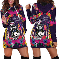 Mexico Day Of The Dead Hoodie Dress Cat Skeleton Dia De Los Meowtos - Wonder Print Shop