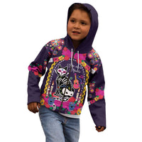 Mexico Day Of The Dead Kid Hoodie Cat Skeleton Dia De Los Meowtos - Wonder Print Shop