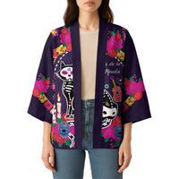 Mexico Day Of The Dead Kimono Cat Skeleton Dia De Los Meowtos - Wonder Print Shop