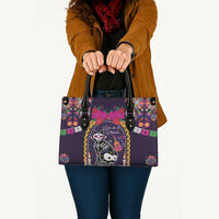 Mexico Day Of The Dead Leather Bag Cat Skeleton Dia De Los Meowtos - Wonder Print Shop