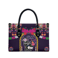 Mexico Day Of The Dead Leather Bag Cat Skeleton Dia De Los Meowtos - Wonder Print Shop