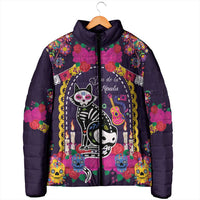 Mexico Day Of The Dead Padded Jacket Cat Skeleton Dia De Los Meowtos - Wonder Print Shop