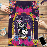Mexico Day Of The Dead Puzzle Cat Skeleton Dia De Los Meowtos - Wonder Print Shop