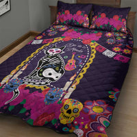 Mexico Day Of The Dead Quilt Bed Set Cat Skeleton Dia De Los Meowtos - Wonder Print Shop