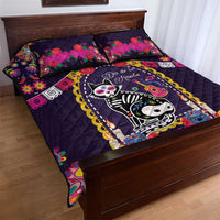 Mexico Day Of The Dead Quilt Bed Set Cat Skeleton Dia De Los Meowtos - Wonder Print Shop