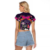 Mexico Day Of The Dead Raglan Cropped T Shirt Cat Skeleton Dia De Los Meowtos - Wonder Print Shop