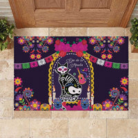 Mexico Day Of The Dead Rubber Doormat Cat Skeleton Dia De Los Meowtos - Wonder Print Shop