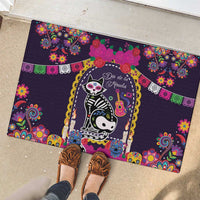 Mexico Day Of The Dead Rubber Doormat Cat Skeleton Dia De Los Meowtos - Wonder Print Shop