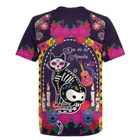 Mexico Day Of The Dead Rugby Jersey Cat Skeleton Dia De Los Meowtos - Wonder Print Shop