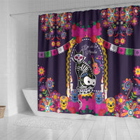 Mexico Day Of The Dead Shower Curtain Cat Skeleton Dia De Los Meowtos - Wonder Print Shop