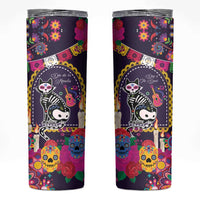 Mexico Day Of The Dead Skinny Tumbler Cat Skeleton Dia De Los Meowtos - Wonder Print Shop