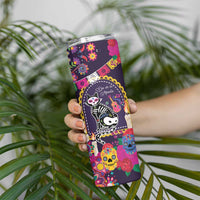 Mexico Day Of The Dead Skinny Tumbler Cat Skeleton Dia De Los Meowtos - Wonder Print Shop