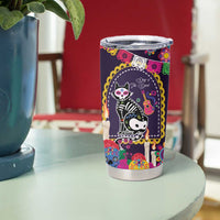 Mexico Day Of The Dead Tumbler Cup Cat Skeleton Dia De Los Meowtos - Wonder Print Shop