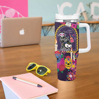 Mexico Day Of The Dead Tumbler With Handle Cat Skeleton Dia De Los Meowtos - Wonder Print Shop