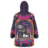Mexico Day Of The Dead Wearable Blanket Hoodie Cat Skeleton Dia De Los Meowtos - Wonder Print Shop