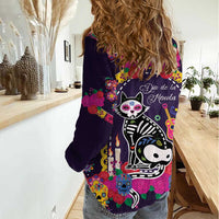 Mexico Day Of The Dead Women Casual Shirt Cat Skeleton Dia De Los Meowtos - Wonder Print Shop
