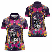 Mexico Day Of The Dead Women Polo Shirt Cat Skeleton Dia De Los Meowtos - Wonder Print Shop