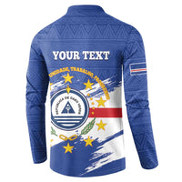 Personalized Cape Verde Button Sweatshirt Coat Of Arms - African Pattern - Wonder Print Shop
