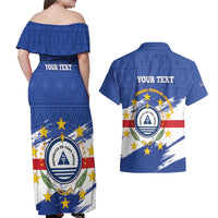 Personalized Cape Verde Couples Matching Off Shoulder Maxi Dress and Hawaiian Shirt Coat Of Arms - African Pattern - Wonder Print Shop