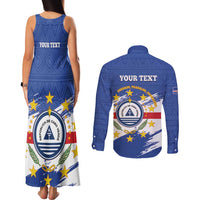 Personalized Cape Verde Couples Matching Tank Maxi Dress and Long Sleeve Button Shirt Coat Of Arms - African Pattern - Wonder Print Shop