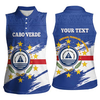 Personalized Cape Verde Women Sleeveless Polo Shirt Coat Of Arms - African Pattern - Wonder Print Shop