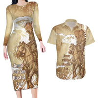 Winged Hussars Poland Couples Matching Long Sleeve Bodycon Dress and Hawaiian Shirt Amor Patriae Nostra Lex Polska Eagle