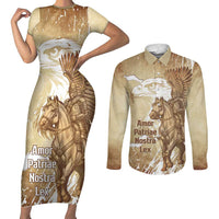 Winged Hussars Poland Couples Matching Short Sleeve Bodycon Dress and Long Sleeve Button Shirt Amor Patriae Nostra Lex Polska Eagle