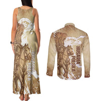 Winged Hussars Poland Couples Matching Tank Maxi Dress and Long Sleeve Button Shirt Amor Patriae Nostra Lex Polska Eagle
