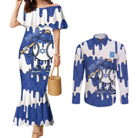 Israel 2026 Baseball Personalised Couples Matching Mermaid Dress and Long Sleeve Button Shirt Star of David Pattern Drip Style