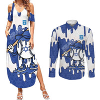 Israel 2026 Baseball Personalised Couples Matching Summer Maxi Dress and Long Sleeve Button Shirt Star of David Pattern Drip Style