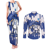 Israel 2026 Baseball Personalised Couples Matching Tank Maxi Dress and Long Sleeve Button Shirt Star of David Pattern Drip Style