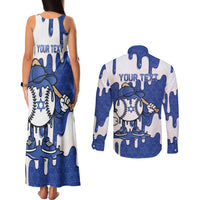 Israel 2026 Baseball Personalised Couples Matching Tank Maxi Dress and Long Sleeve Button Shirt Star of David Pattern Drip Style