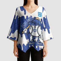 Israel 2026 Baseball Personalised Kimono Sleeve Blouse Star of David Pattern Drip Style
