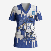 Israel 2026 Baseball Personalised Scrub Top Star of David Pattern Drip Style