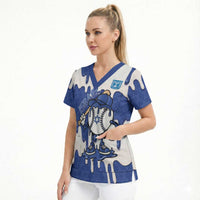 Israel 2026 Baseball Personalised Scrub Top Star of David Pattern Drip Style