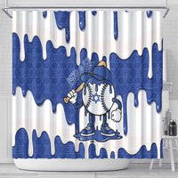 Israel 2026 Baseball Shower Curtain Star of David Pattern Drip Style