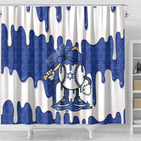 Israel 2026 Baseball Shower Curtain Star of David Pattern Drip Style