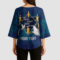 Personalised Israel Holocaust Remembrance Day Kimono Sleeve Blouse Yom HaShoah Never Forget Never Again
