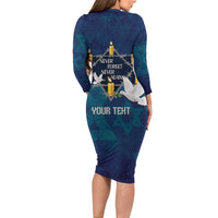 Personalised Israel Holocaust Remembrance Day Long Sleeve Bodycon Dress Yom HaShoah Never Forget Never Again