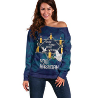 Personalised Israel Holocaust Remembrance Day Off Shoulder Sweater Yom HaShoah Never Forget Never Again