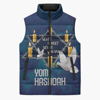 Personalised Israel Holocaust Remembrance Day Sleeveless Puffer Jacket Yom HaShoah Never Forget Never Again