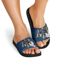 Personalised Israel Holocaust Remembrance Day Slide Sandals Yom HaShoah Never Forget Never Again