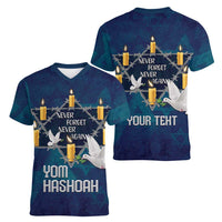 Personalised Israel Holocaust Remembrance Day Women V-Neck T-Shirt Yom HaShoah Never Forget Never Again