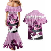 Kentucky Horse Racing Couples Matching Mermaid Dress and Hawaiian Shirt Derby Mint Julep Girl - Pink Pastel LT14