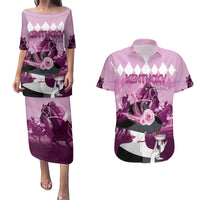 Kentucky Horse Racing Couples Matching Puletasi and Hawaiian Shirt Derby Mint Julep Girl - Pink Pastel LT14