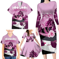 Kentucky Horse Racing Family Matching Long Sleeve Bodycon Dress and Hawaiian Shirt Derby Mint Julep Girl - Pink Pastel LT14