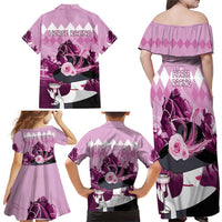 Kentucky Horse Racing Family Matching Off Shoulder Maxi Dress and Hawaiian Shirt Derby Mint Julep Girl - Pink Pastel LT14