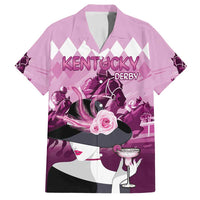 Kentucky Horse Racing Family Matching Off Shoulder Short Dress and Hawaiian Shirt Derby Mint Julep Girl - Pink Pastel LT14